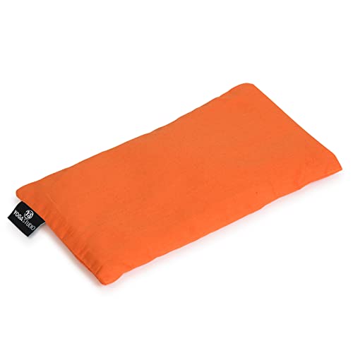 Yoga Studio Almohada orgánica para ojos – 23 cm x 12/13 cm, almohada de yoga con aroma de lavanda y linaza para ojos cansados y dolores de cabeza, azafrán