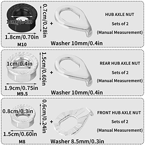 Yolev 12 Piezas Arandela de Tuerca de Bicicleta Eje y Kit de Arandela de Seguridad Cubo de Bicicleta Brida Tuerca Eje Ruedas Acero para Ruedas de Bicicleta Delanteras Traseras Carretera de Montaña