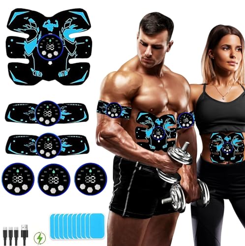 Yonars EMS Electroestimulador Muscular, Cinturon Vibratorio Abdominales 8 Modos 29 Niveles Diferentes, Estimulación Muscular para Abdomen/Brazo/Piernas