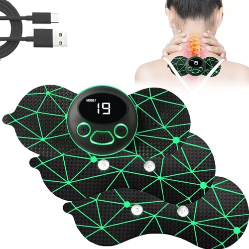 Yonars EMS Masajeador Cervical, 3pcs Mini Masajeador de Cuello 8 Modos y 19 Niveles, Masajeador Eléctrico para el Cuello, Abdominales, Cintura, Piernas