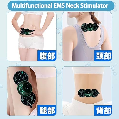 Yonars EMS Masajeador Cervical, 3pcs Mini Masajeador de Cuello 8 Modos y 19 Niveles, Masajeador Eléctrico para el Cuello, Abdominales, Cintura, Piernas