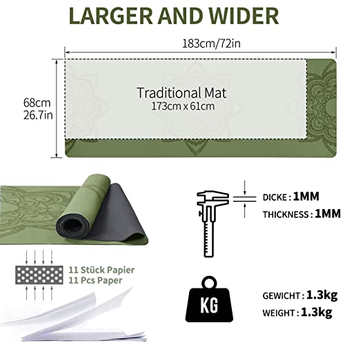 YOSHAWN Esterilla Yoga—1MM Yoga Mat Colchoneta 1,3KG Plegable Viaje Delgada, Esterilla Yoga con Bolsa Yoga y Correa Yoga, Portátil Esterilla Gamuza de Imitación para Pilates Aire Libre Fitness (Verde)