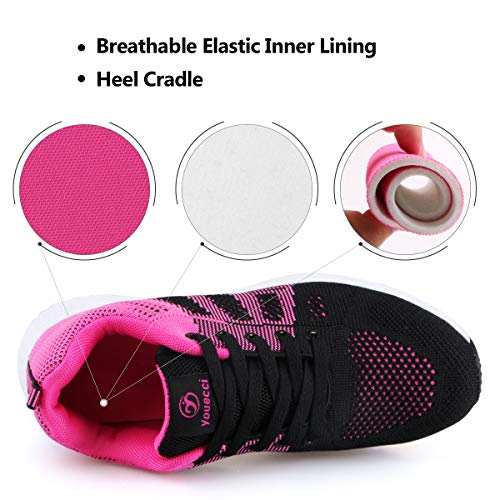 Youecci Zapatillas de Deportivos de Running para Mujer Deportivo de Exterior Interior Gimnasia Ligero Sneakers Fitness Atlético Caminar Zapatos Transpirable Rojo 38 EU