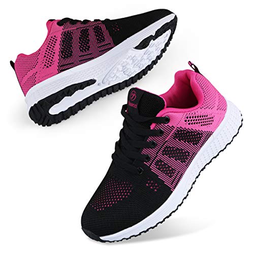 Youecci Zapatillas de Deportivos de Running para Mujer Deportivo de Exterior Interior Gimnasia Ligero Sneakers Fitness Atlético Caminar Zapatos Transpirable Rojo 38 EU