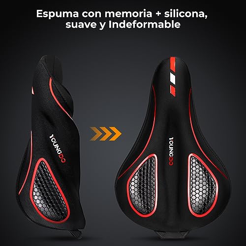 YOUNGDO Funda Sillin Bicicleta Gel, Asiento Bicicleta, Cubierta de Sillín de Bicicleta, Sillín Cojín Suave para Bicicleta, con Funda Impermeable, para Bicicleta de Carretera, de Montaña