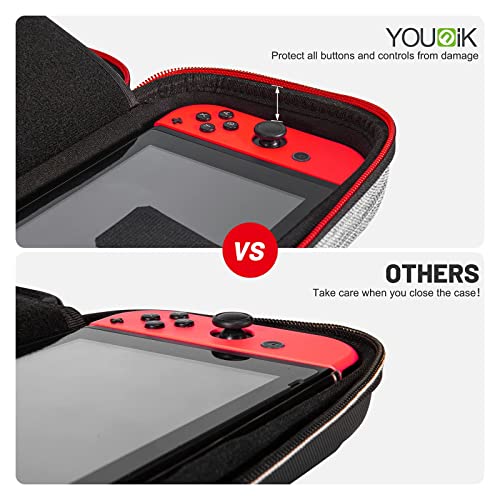 Younik Funda para NS Switch/Switch OLED Versión Mejorada Viaje rígida Case con más Espacio de Almacenamiento para 19 Juegos, Oficial Adaptador de AC y Otros Accesorios NS Switch