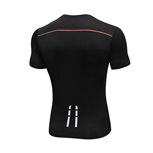 Yowablo - Camiseta de entrenamiento para hombre, manga corta, camiseta funcional para deporte, fitness, gimnasio, entrenamiento, primavera/verano, Hombre, color 3 negro, tamaño small