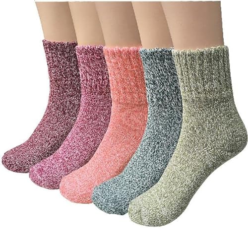 YSense Snug Pack de 5 Pares de Calcetines de Lana para Mujer, Calcetines Cálidos para el Invierno, Ideales Para Mantenerse Abrigada y Como Regalo Para Mujeres en Invierno