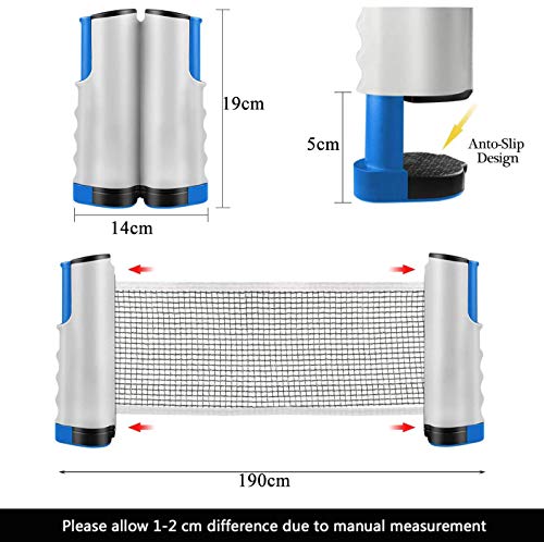 YUANXIASM Red de Ping Pong Ajustable,Red de Tenis de Mesa Retráctil, Soporte de Ping Pong Portátil para Escritorio de Oficina, Cocina o Mesa de Comedor.Longitud Ajustable (Gris-Azul)