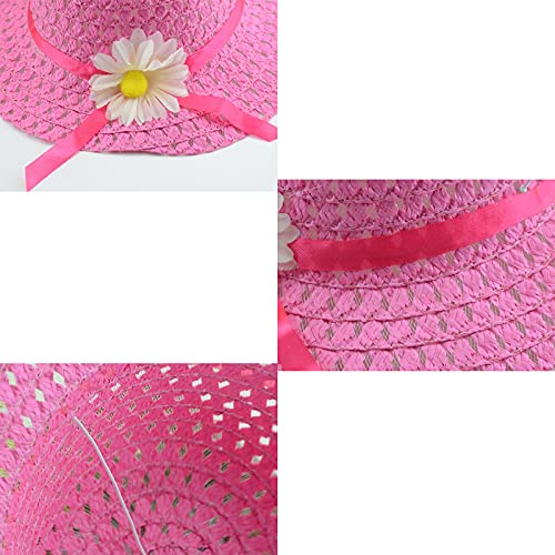 YUEMING Sombrero de Paja Niñas Gorra de Sol Chica, Gorro de Playa Niñas Cap Playa de Verano Protección Solar Transpirable para Viaje Beach Piscina al Aire Libre