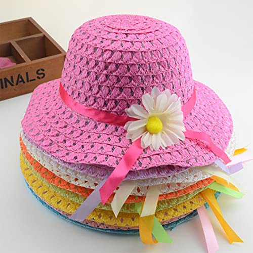 YUEMING Sombrero de Paja Niñas Gorra de Sol Chica, Gorro de Playa Niñas Cap Playa de Verano Protección Solar Transpirable para Viaje Beach Piscina al Aire Libre