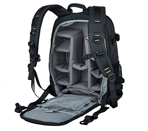 YuHan Mochila para cámara de fotos y accesorios de gran capacidad, impermeable, protección contra impactos, interior acolchado y funda impermeable adicional, compatible con Canon, Nikon, Sony, Nikon, Olympus, Samsung