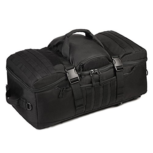 YuHan - Mochila táctica, 60 L, para senderismo, mochila militar con sistema modular de carga y transporte de equipamiento ligero (MOLLE), negro