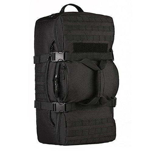 YuHan - Mochila táctica, 60 L, para senderismo, mochila militar con sistema modular de carga y transporte de equipamiento ligero (MOLLE), negro