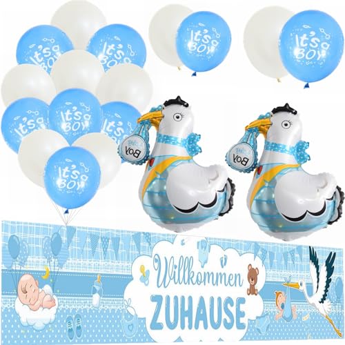 Yunchu Online Bienvenido Baby Welcome Home Baby Willkommen Zuhause Baby Junge Deko Storch Folienballons Willkommen Zuhause Banner Storch Geburt Willkommen Zuhause Deko für Baby Geburt Deko Home Deko