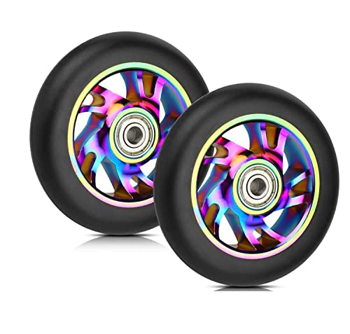 Yungeln Ruedas Pro Stunt Scooter de 110 mm con rodamientos ABEC 9 compatibles con Razor/Apollo/Cox Swain Stunt Scooters y la mayoría de los scooters Freestyle 2 piezas Ruedas de PVC de repuesto