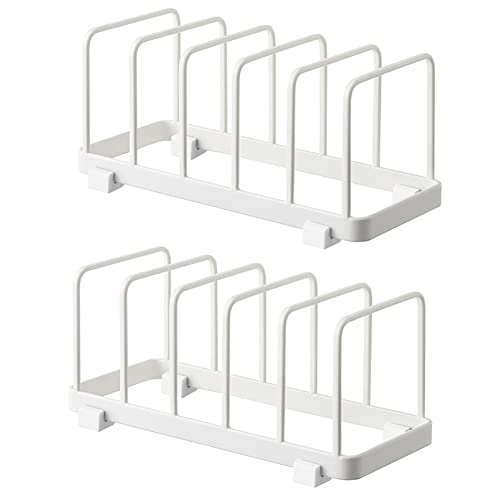 YunNasi Estante para Platos, Organizador de Platos, Escurridor para Platos de Metal, Escurreplatos Antideslizante para Cajones de Cocina, Armarios, Estantes (Blanco, 2 Piezas)