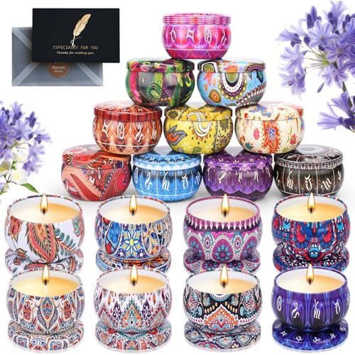 YUTUY Velas Aromáticas Regalos para Mujeres,Velas Perfumadas Aromáticas 100% Cera de Soja Natural Decorativas Set de Regalo,Viene con una tarjeta de felicitación,Viaje Adecuado para Yoga Baño