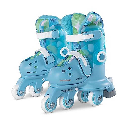 Yvolution Twista Patines 2 en 1 ajustables azules. Patines en línea para niñas y niños de 2 años