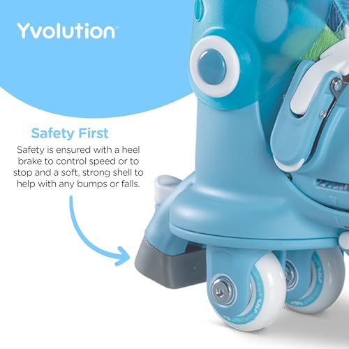 Yvolution Twista Patines 2 en 1 ajustables azules. Patines en línea para niñas y niños de 2 años