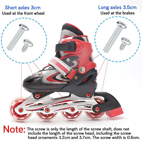 ZACUDA Juego de Tornillos para Ruedas de Patinaje Tornillos de Patinaje Ejes de Repuesto para Patines en Línea Tornillo de Patín en Línea con Arandelas Casquillo y 2 Llave Hexagonal para Patines