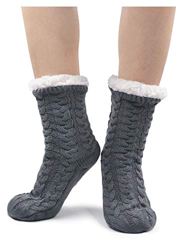 ZAKASA Calcetines Antideslizante Calentitos Mujer, Zapatillas Calcetines Invierno, Calcetines abrigados de Navidad, Calcetín Mujer Grueso Lana Térmicos