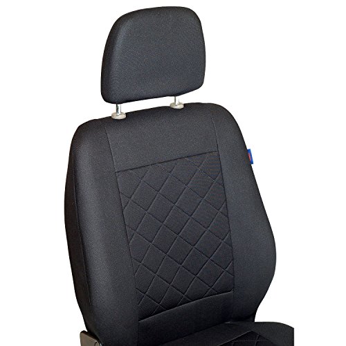 Zakschneider Fundas De Asiento para Mercedes Sprinter -2005 - Conjunto De Fundas 1+2 - Color Premium Cuadrados Negros