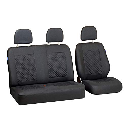 Zakschneider Fundas De Asiento para Mercedes Sprinter -2005 - Conjunto De Fundas 1+2 - Color Premium Cuadrados Negros