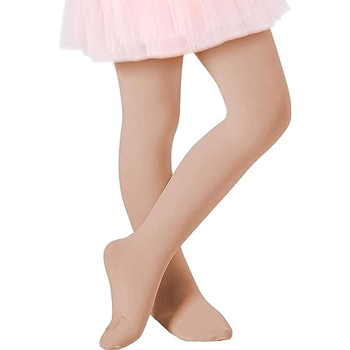 Zando Medias de ballet para niños y niñas, elásticas, medias de baile, antideslizantes, transpirables, 2 pares de blanco y color, 1-3 Años