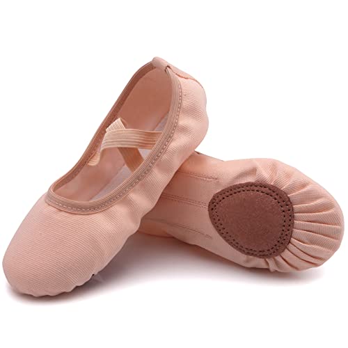 Zapatillas de Ballet Niñas Zapatillas de Gimnasia Zapatillas de Ballet Niños Zapatos de Danza Zapatillas de Gimnasio de Cuero Mujeres Beige 33