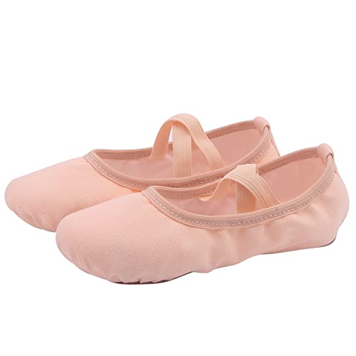 Zapatillas de Ballet Niñas Zapatillas de Gimnasia Zapatillas de Ballet Niños Zapatos de Danza Zapatillas de Gimnasio de Cuero Mujeres Beige 33