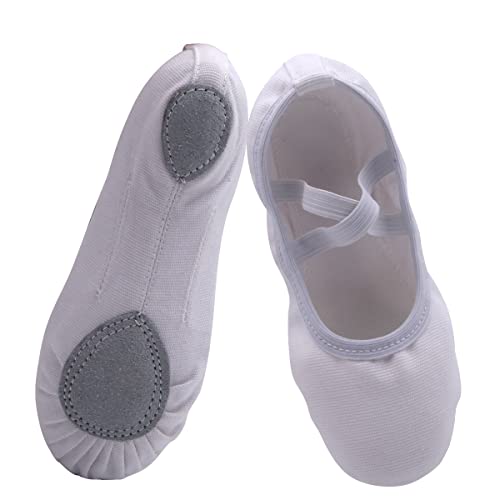 Zapatillas de Ballet Niñas Zapatillas de Gimnasia Zapatillas de Ballet Niños Zapatos de Danza Zapatillas de Gimnasio de Cuero Mujeres Blanco 30