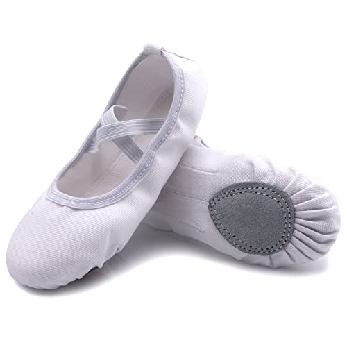 Zapatillas de Ballet Niñas Zapatillas de Gimnasia Zapatillas de Ballet Niños Zapatos de Danza Zapatillas de Gimnasio de Cuero Mujeres Blanco 30