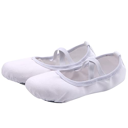 Zapatillas de Ballet Niñas Zapatillas de Gimnasia Zapatillas de Ballet Niños Zapatos de Danza Zapatillas de Gimnasio de Cuero Mujeres Blanco 30