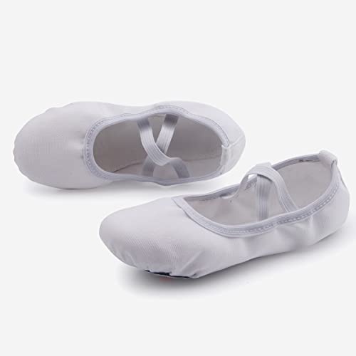 Zapatillas de Ballet Niñas Zapatillas de Gimnasia Zapatillas de Ballet Niños Zapatos de Danza Zapatillas de Gimnasio de Cuero Mujeres Blanco 30