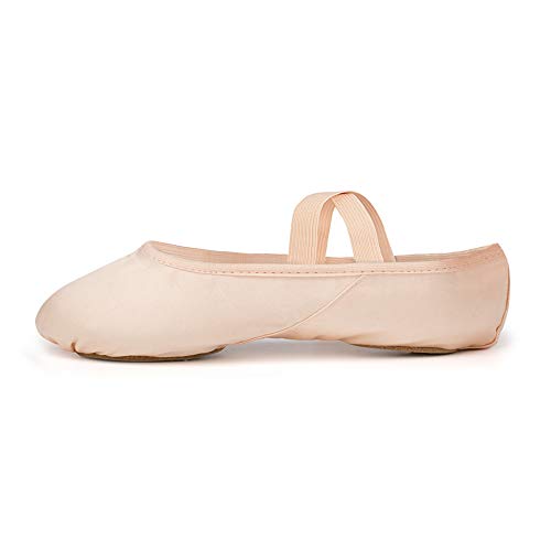 Zapatillas de Ballet Suela Partida Satín Zapatos de Danza y Gimnasia con Cinta para Niñas y Adultos 30 EU