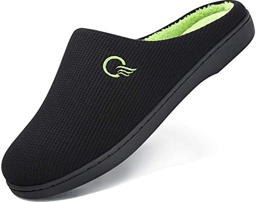 Zapatillas de Casa Hombre Pantuflas Invierno Hombres Memory Foam CáLido Antideslizantes Interior Al Aire Libre Zapatilla de Estar Negro 42/43