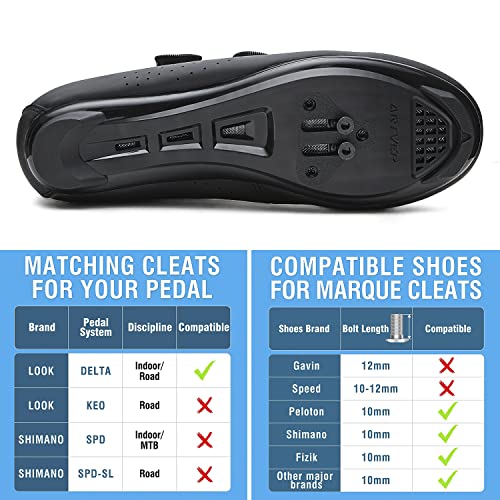 Zapatillas de Ciclismo para Hombre Zapatillas de Bicicleta de Carretera para Mujer compatibles con Look SPD SPD-SL Delta Cleats Zapatillas de Spinning para Interiores Exteriores Toda Negro EU 44