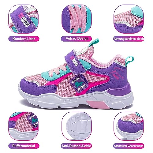 Zapatillas de Correr Niñas 27 Zapatillas de Niños Verano Deportivas Zapatos de Running Ligeras Zapatos de Walking Niña Transpirable Sneakers Baloncesto Calzado Deportivo Rosa