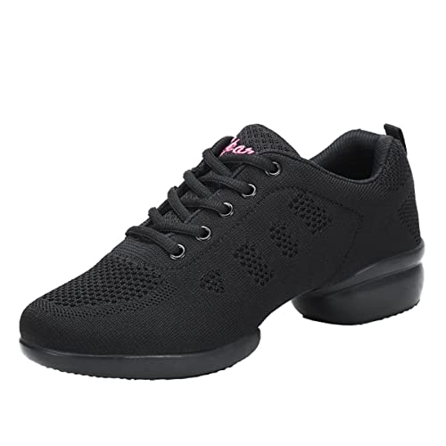 Zapatillas de danza para mujer, ligeras, transpirables, para bailar, fitness, yoga, negro (schwarz 1), 39 EU