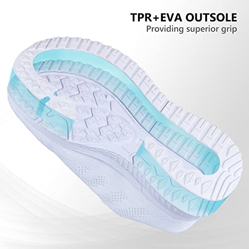 Zapatillas de Deporte para Mujer Zapatillas Deportivas para Correr Zapatos con Cordones para Caminar Zapatillas Transpirables para Correr al Aire Libre para Correr Blanco 38 EU