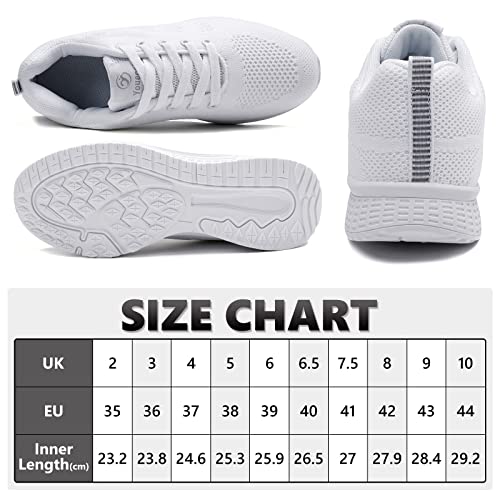 Zapatillas de Deporte para Mujer Zapatillas Deportivas para Correr Zapatos con Cordones para Caminar Zapatillas Transpirables para Correr al Aire Libre para Correr Blanco 38 EU