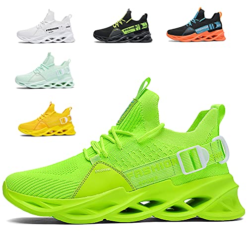 Zapatillas de Deportes Hombre Mujer Zapatos Deportivos Running Zapatillas para Correr Ligero y con Estilo Negro Blanco Gris Dorado G133 Green 37