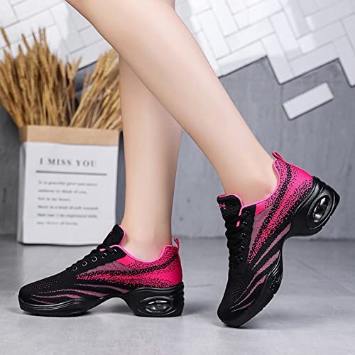 Zapatillas de jazz para mujer, con cordones y suela dividida, cojín de aire, modernas, plataforma, Rosa2., 38 EU