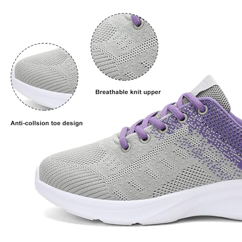 Zapatillas de Running Mujer Deportivas Zapatos Ligero Zapatillas de Running Transpirables Gimnasio Sneakers Casual Deportivas Morado EU 37