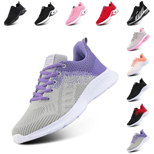 Zapatillas de Running Mujer Deportivas Zapatos Ligero Zapatillas de Running Transpirables Gimnasio Sneakers Casual Deportivas Morado EU 37