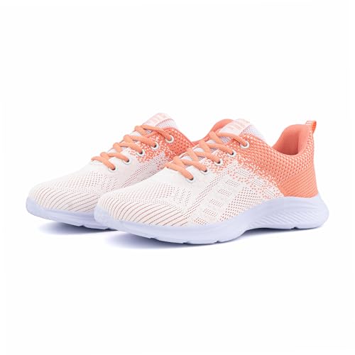 Zapatillas de Running Mujer Deportivas Zapatos Ligero Zapatillas de Running Transpirables Gimnasio Sneakers Casual Deportivas Naranja EU 39