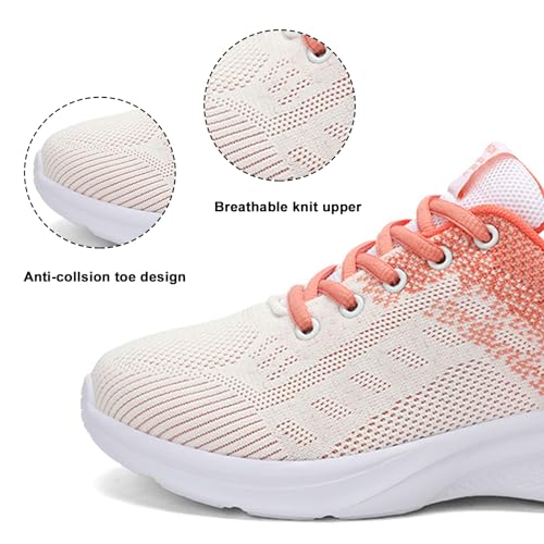 Zapatillas de Running Mujer Deportivas Zapatos Ligero Zapatillas de Running Transpirables Gimnasio Sneakers Casual Deportivas Naranja EU 39