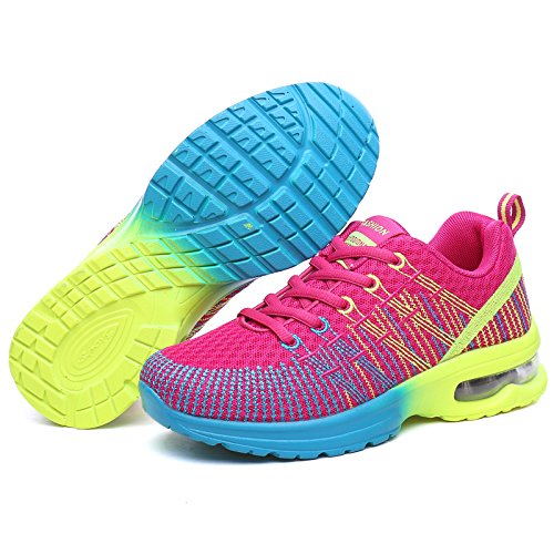 Zapatillas de Running Mujer Deportivas Zapatos Zapatillas de Running Ligero Transpirables Gimnasio Sneakers Deportivas Casual Rojo EU 36