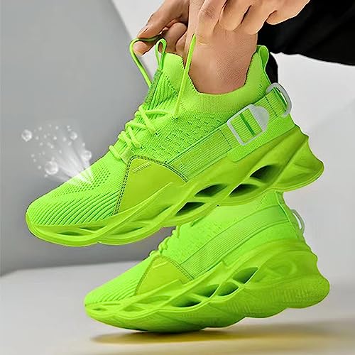 Zapatillas de Running para Hombre Mujer Casual Ligeros Transpirables Zapatos para Correr Jogging Caminar Bambas Gimnasio Fitness Atlético Sneakes G133 Fluorescent Green 39